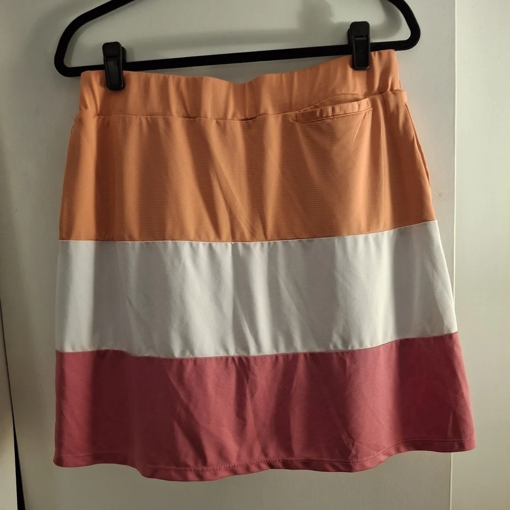 Court Haley Women's Colorblock Skort In Orange, White, and Pink